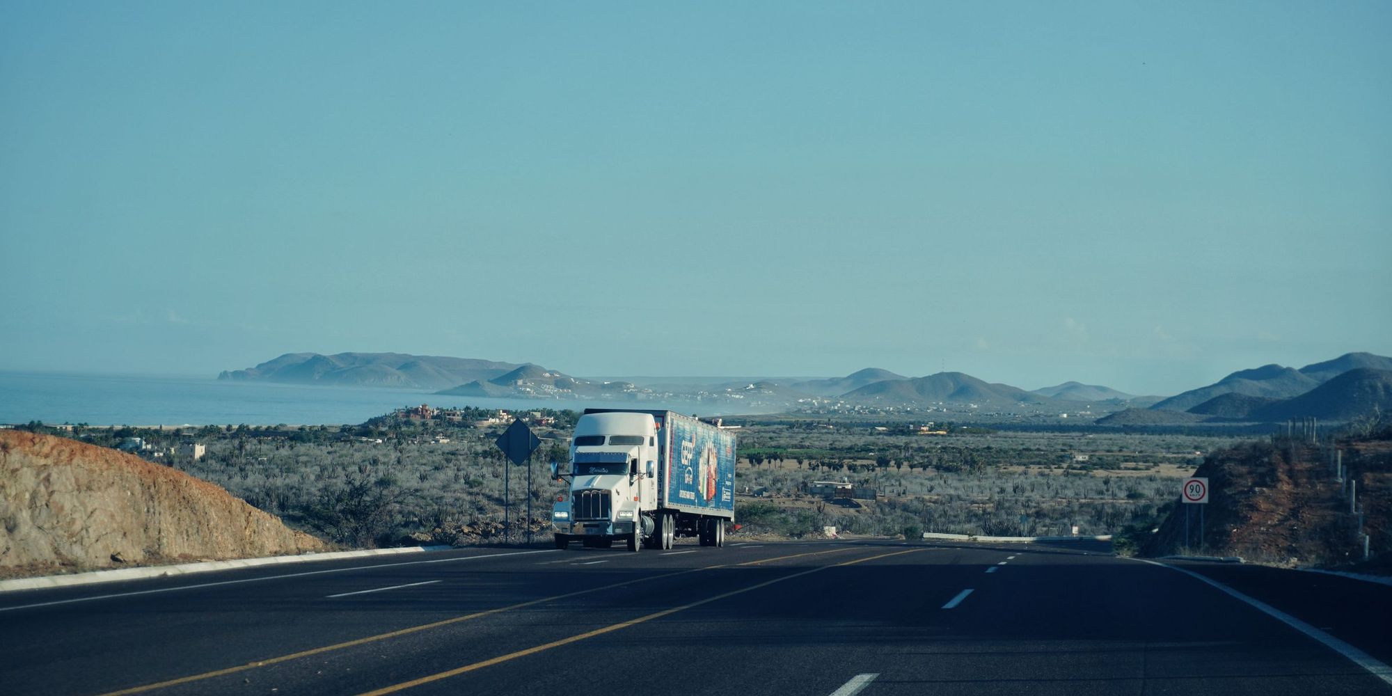 Semi-truck on an open highway