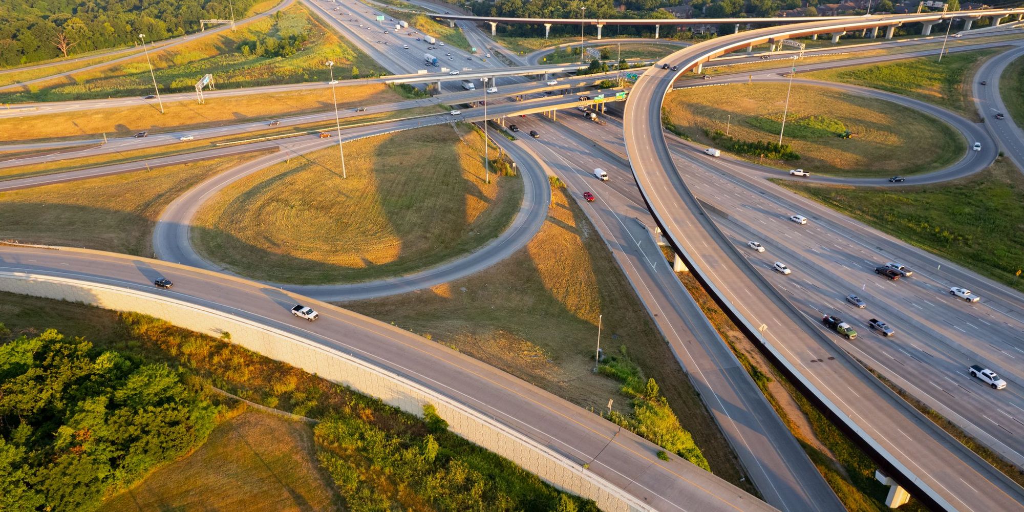 Aerial view of a highway interchange